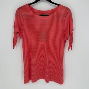 TOMMY BAHAMA 100% LINEN SHORT TIE SLEEVE TOP SMALL NWT LIGHTWEIGHT STRIPES BEACH